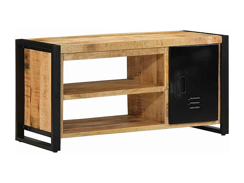 Panca portascarpe marrone in legno massello di mango