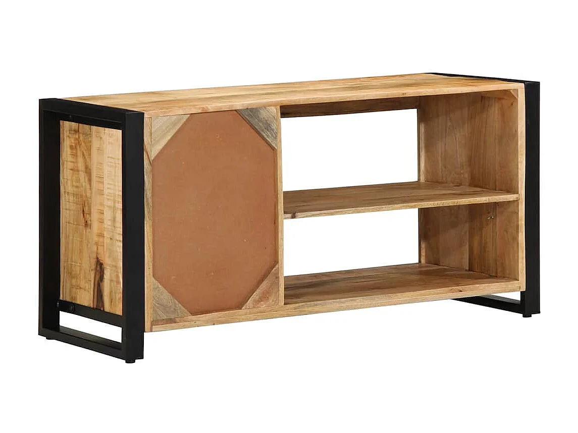 Panca portascarpe marrone in legno massello di mango