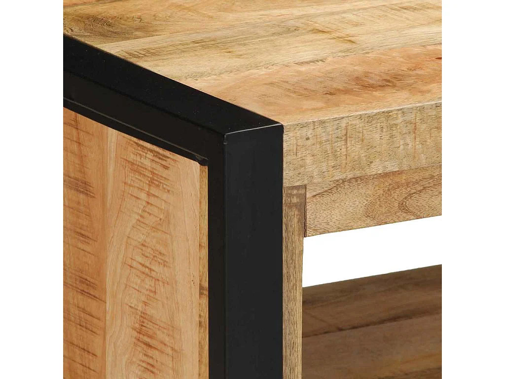 Panca portascarpe marrone in legno massello di mango