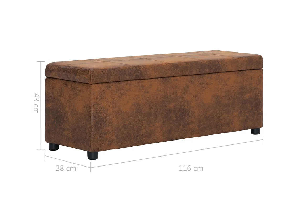 Banco con compartimento de almacenaje 116 cm Piel sintética marrón