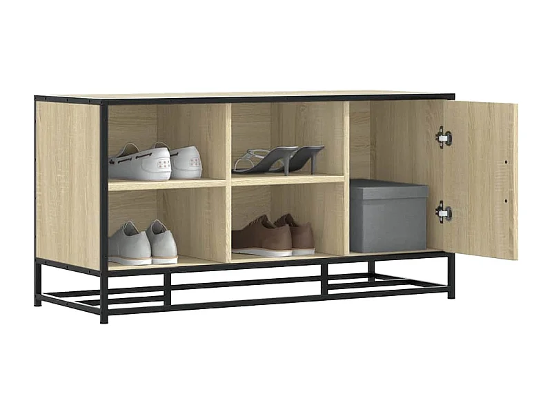 Banc à chaussures chêne sonoma bois d'ingénierie et métal