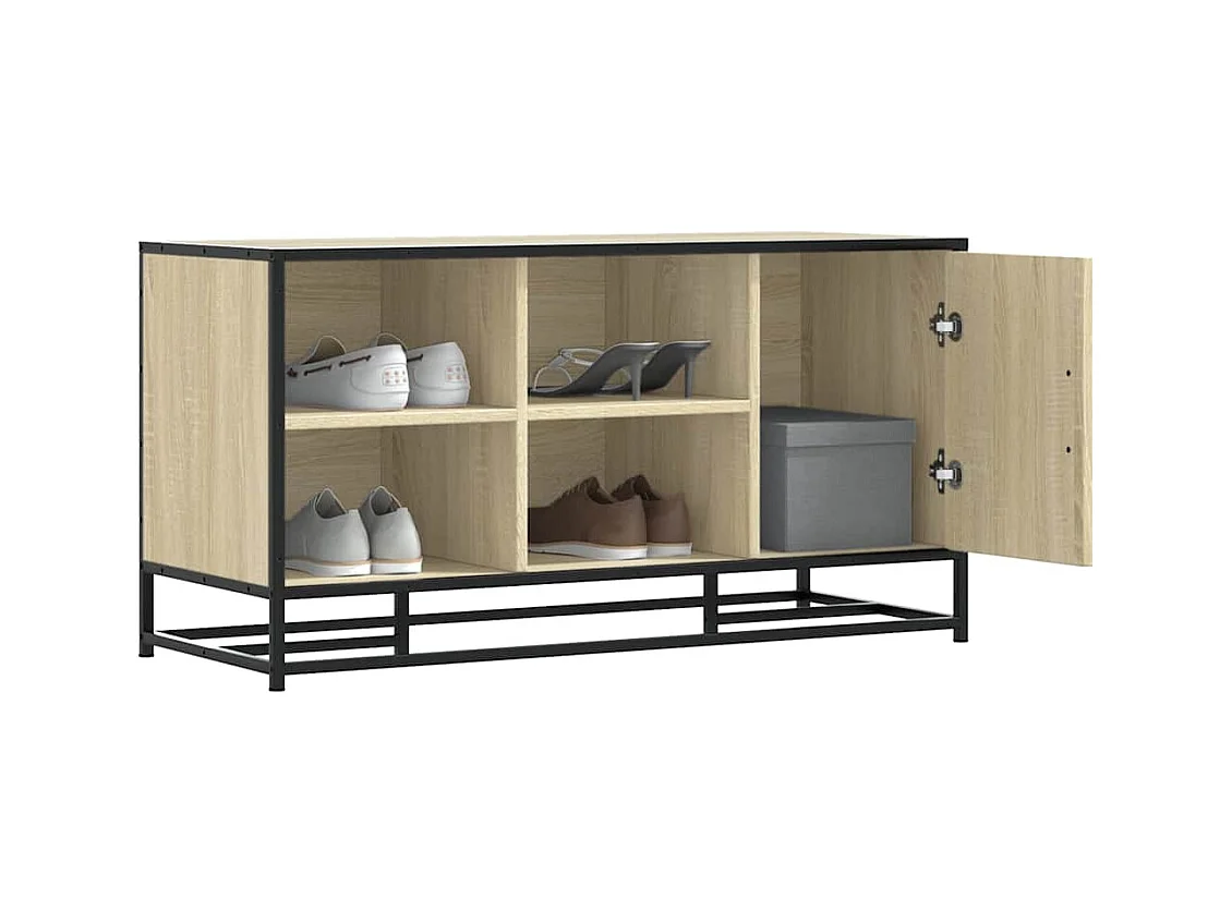 Banc à chaussures chêne sonoma bois d'ingénierie et métal