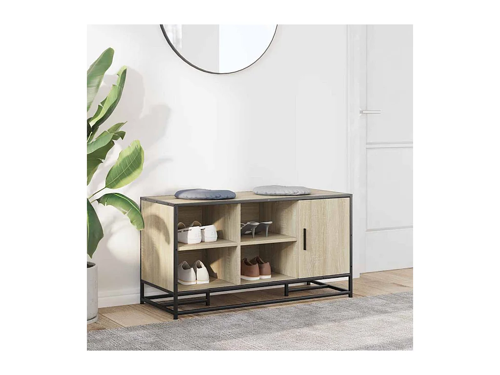 Banc à chaussures chêne sonoma bois d'ingénierie et métal