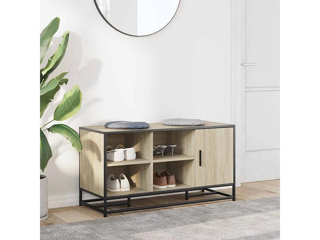 Banc à chaussures chêne sonoma bois d'ingénierie et métal