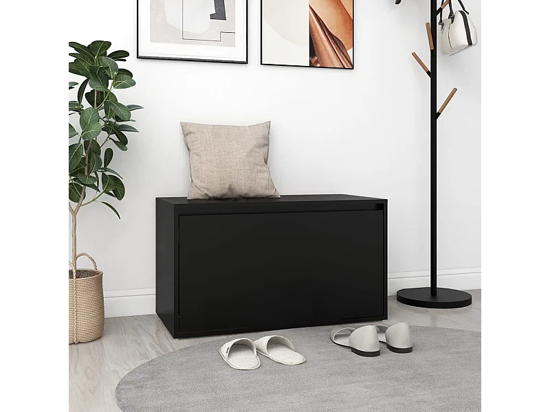 Banco de entrada 80x40x45 cm Madera de ingeniería negra