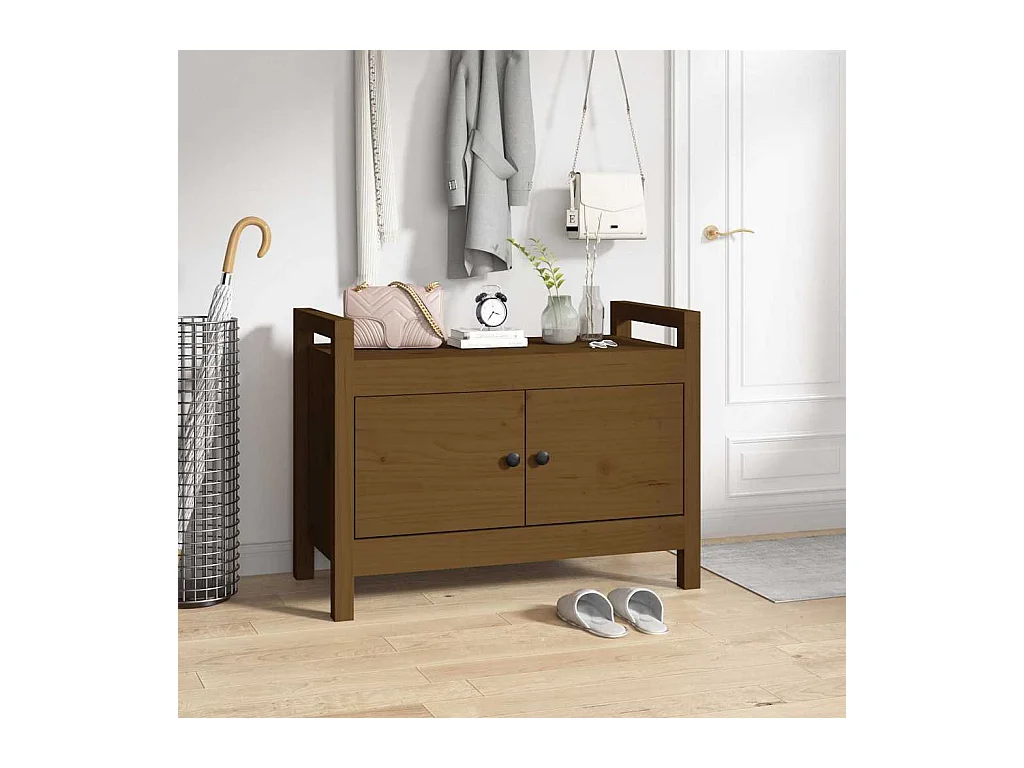 Entreebank Honingbruin 80x40x60 cm Massief grenenhout