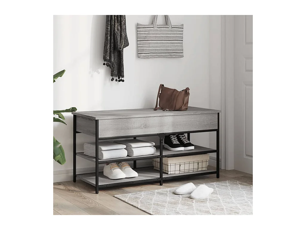 Schuhbank Sonoma grau 100x42,5x50 cm Holzwerkstoff