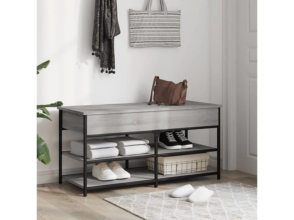 Panca portascarpe grigia Sonoma 100x42,5x50 cm in legno ingegnerizzato