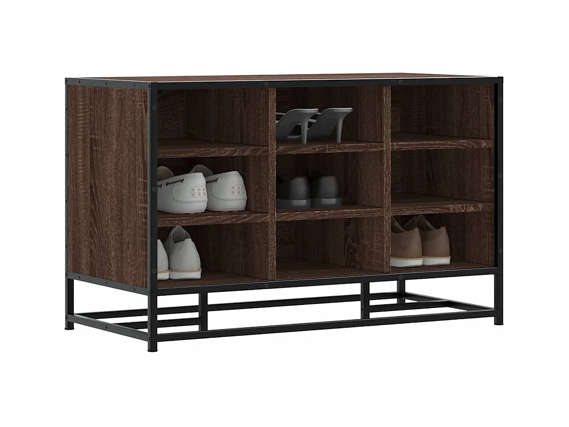 Banc à chaussures chêne marron bois d'ingénierie et métal