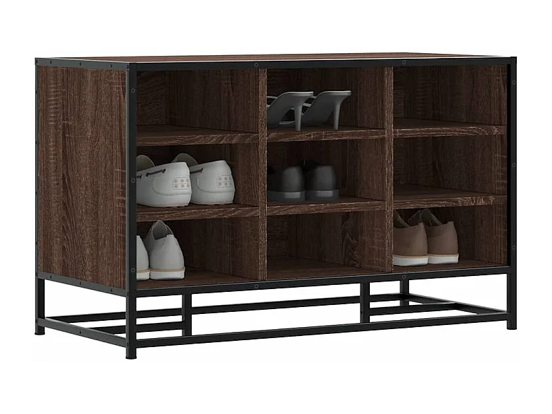 Banc à chaussures chêne marron bois d'ingénierie et métal