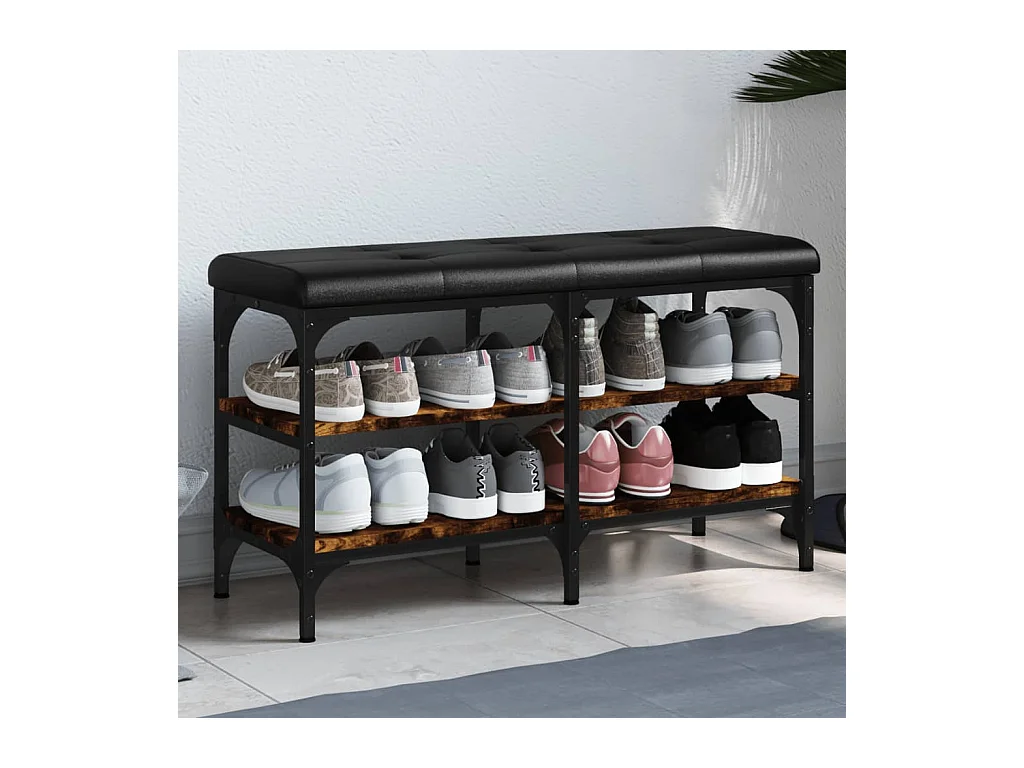 Schuhbank aus geräucherter Eiche 82x32x47 cm Holzwerkstoff