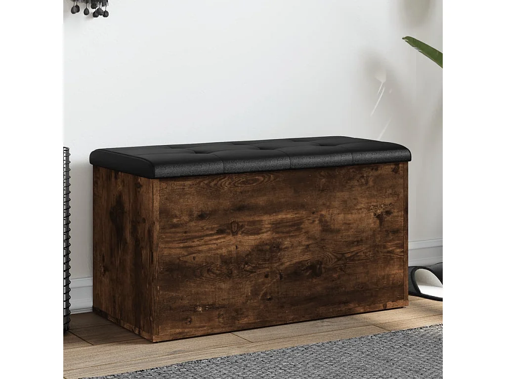 Banc de rangement chêne fumé 82x42x45 cm Bois d'ingénierie