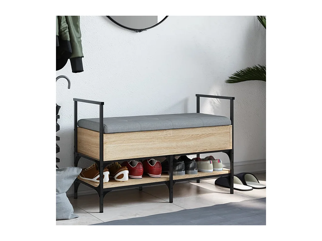 Panca portascarpe in rovere Sonoma 85,5x42x57,5 cm in legno ingegnerizzato