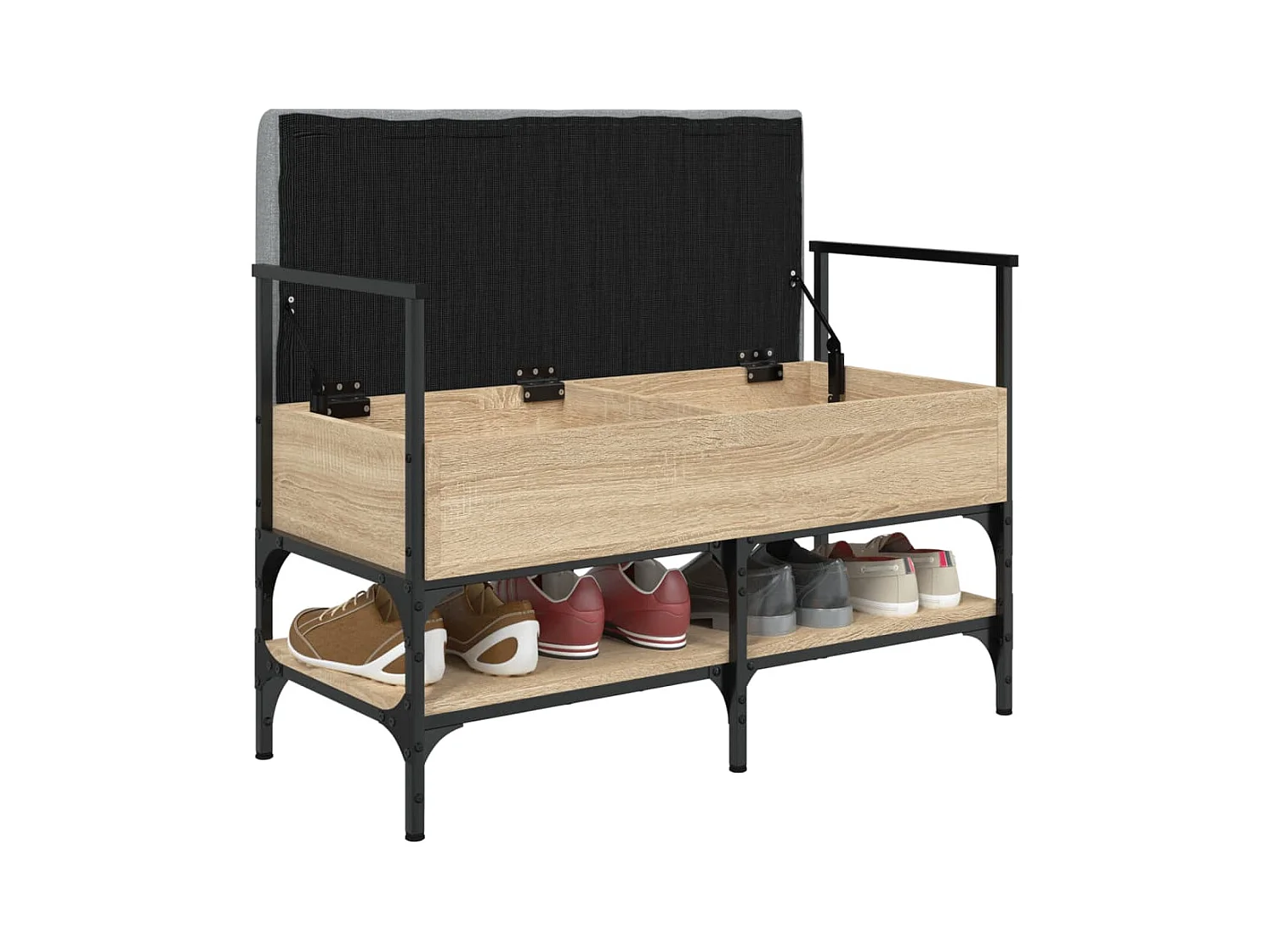 Panca portascarpe in rovere Sonoma 85,5x42x57,5 cm in legno ingegnerizzato