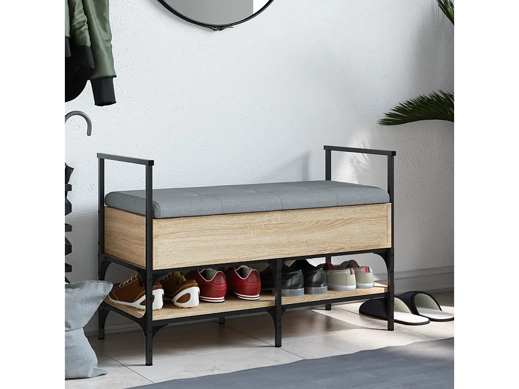 Panca portascarpe in rovere Sonoma 85,5x42x57,5 cm in legno ingegnerizzato