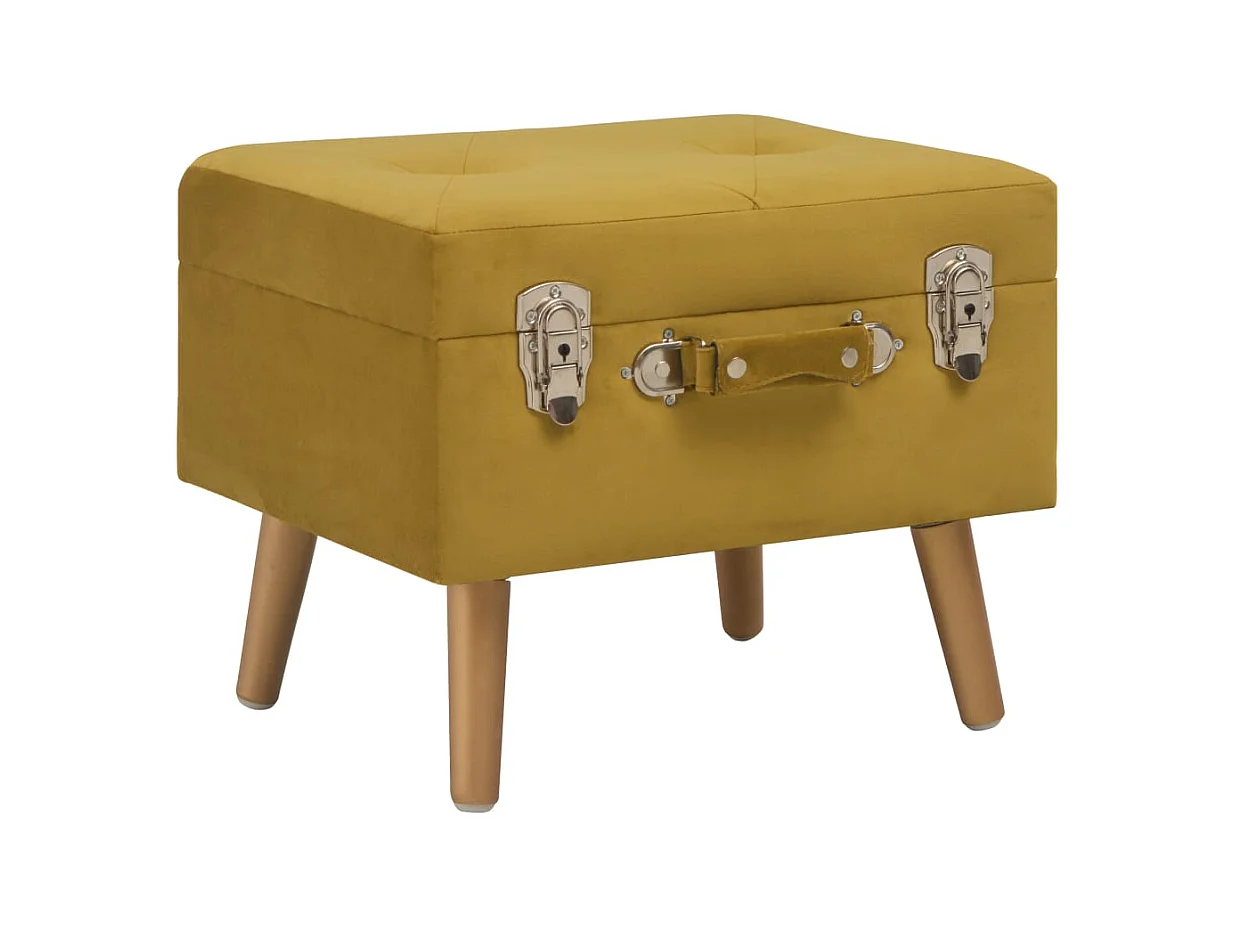 Sgabello contenitore in velluto giallo senape da 40 cm