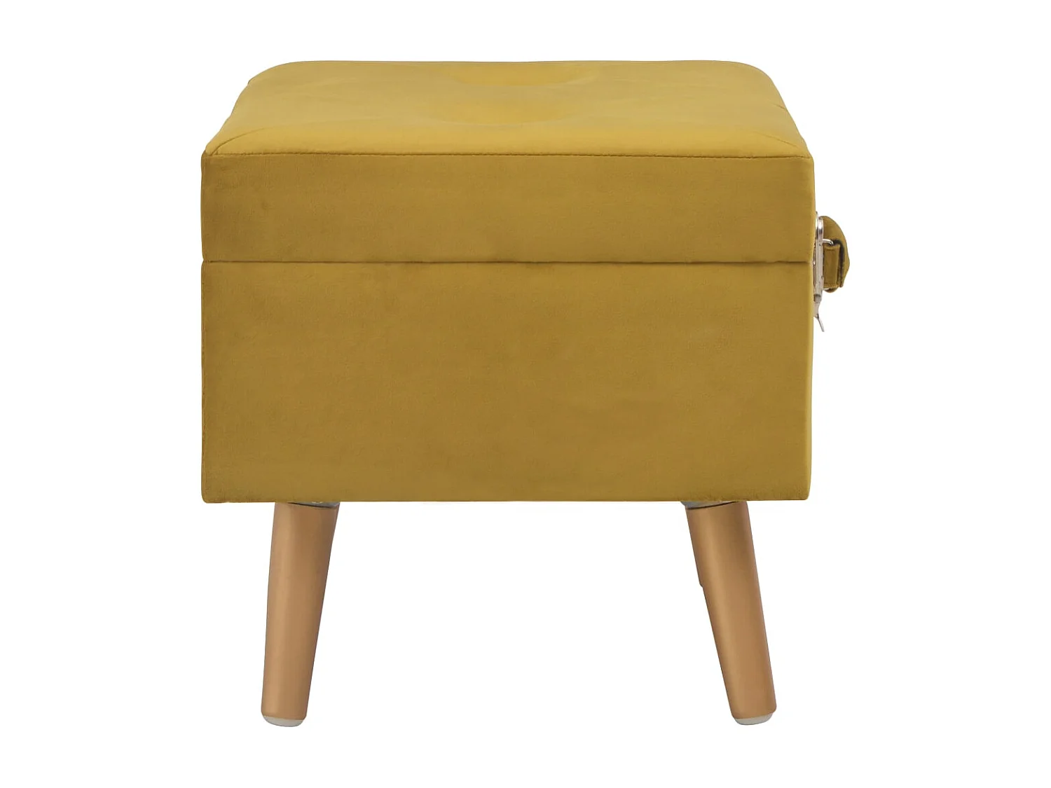 Sgabello contenitore in velluto giallo senape da 40 cm