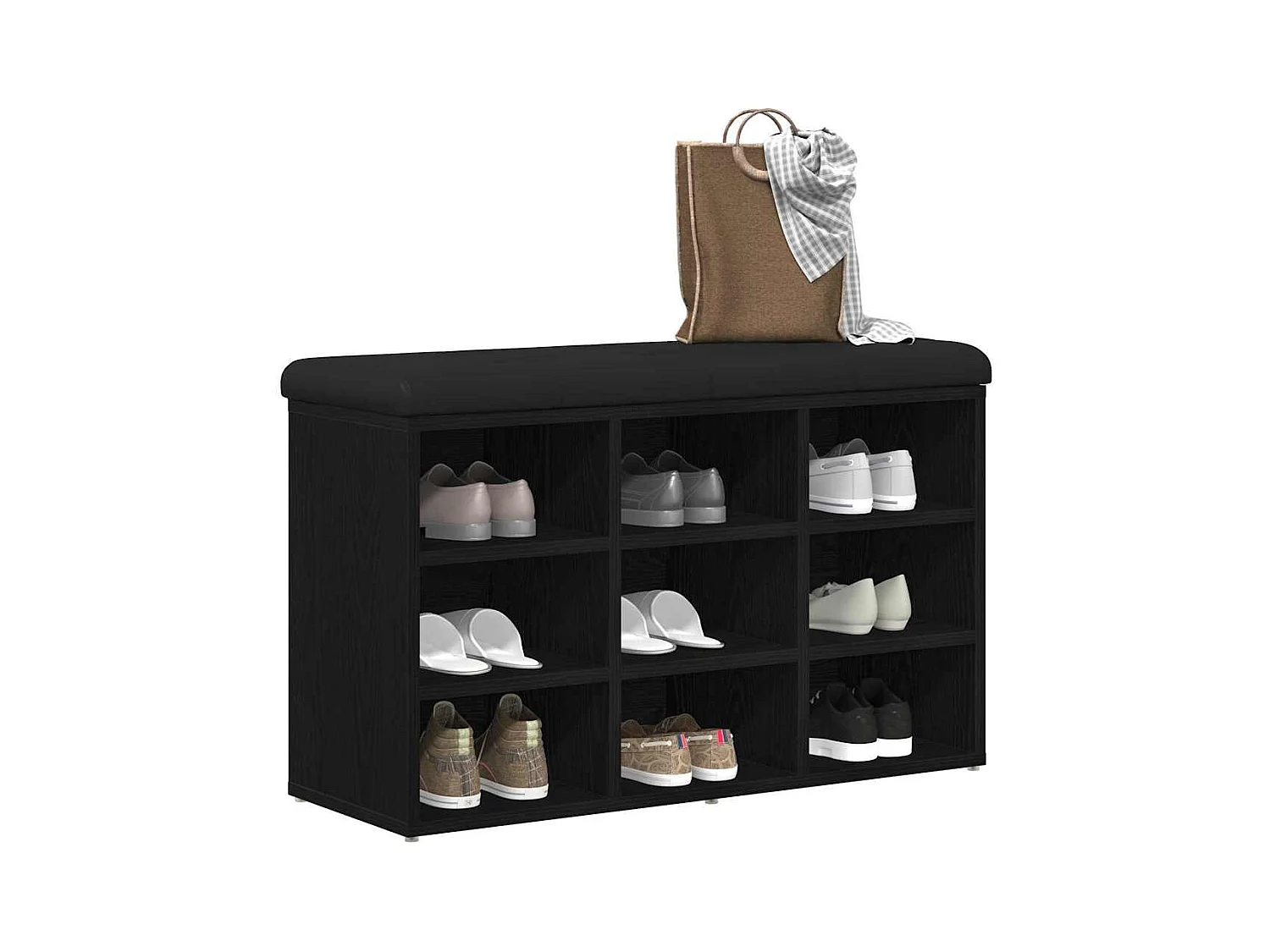 Banc à chaussures Noir 80 x 30 x 48 cm Bois d'ingénierie