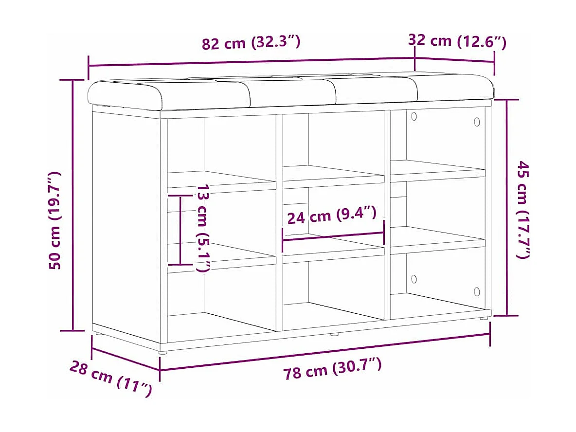 Banc à chaussures Noir 80 x 30 x 48 cm Bois d'ingénierie