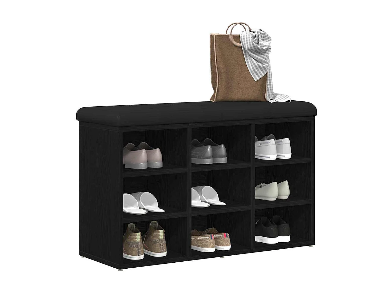 Banc à chaussures Noir 80 x 30 x 48 cm Bois d'ingénierie