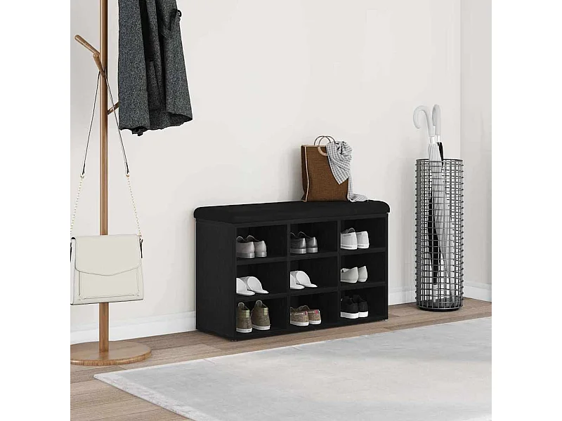 Panca portascarpe nera 80 x 30 x 48 cm in legno ingegnerizzato