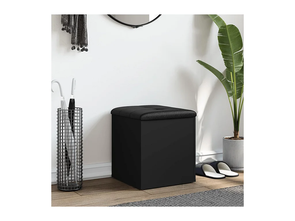 Panca contenitore nera 42x42x45 cm in legno ingegnerizzato