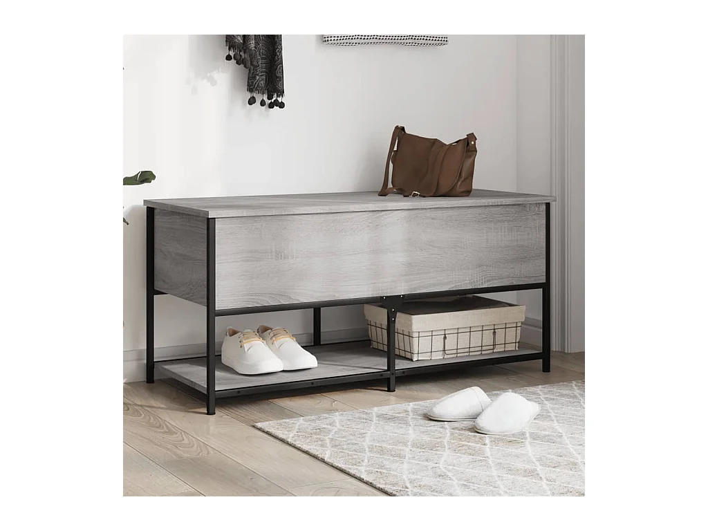 Sonoma graue Aufbewahrungsbank 100x42,5x47 cm Holzwerkstoff