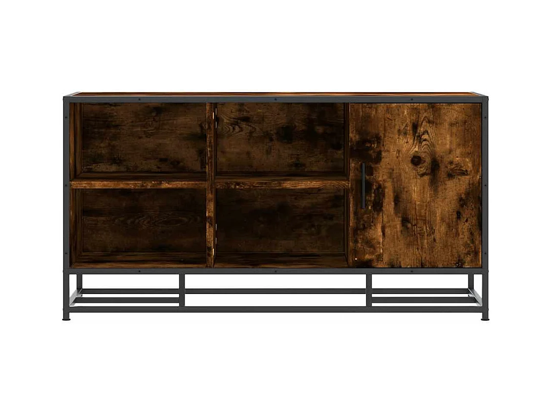 Panca portascarpe in rovere affumicato, legno ingegnerizzato e metallo