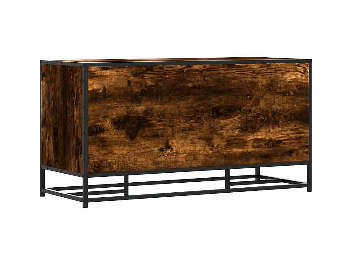 Panca portascarpe in rovere affumicato, legno ingegnerizzato e metallo