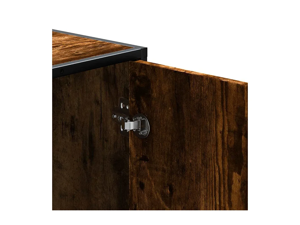 Panca portascarpe in rovere affumicato, legno ingegnerizzato e metallo