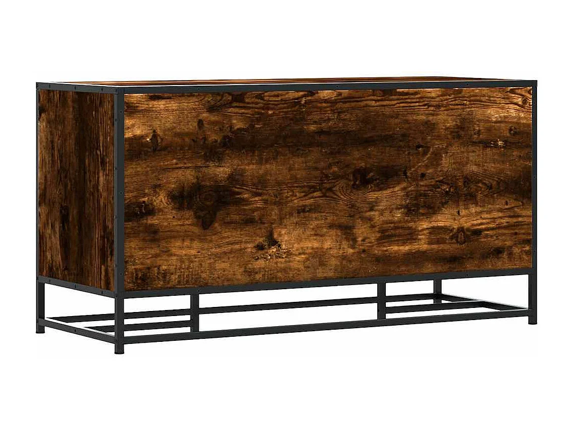 Panca portascarpe in rovere affumicato, legno ingegnerizzato e metallo