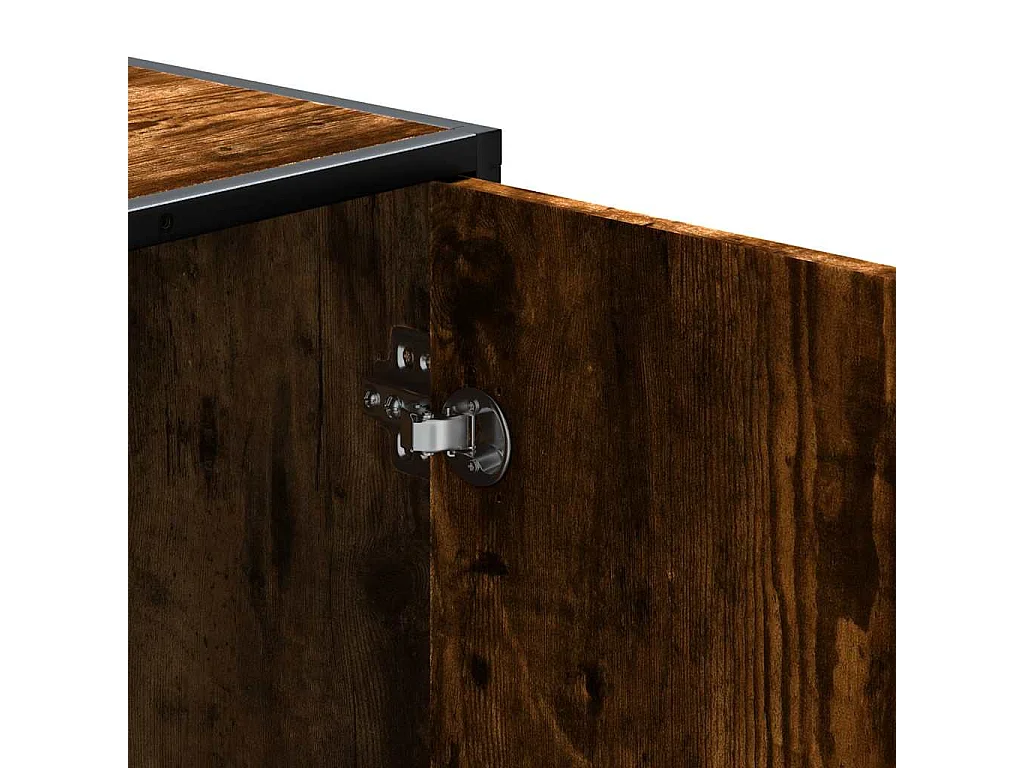 Panca portascarpe in rovere affumicato, legno ingegnerizzato e metallo