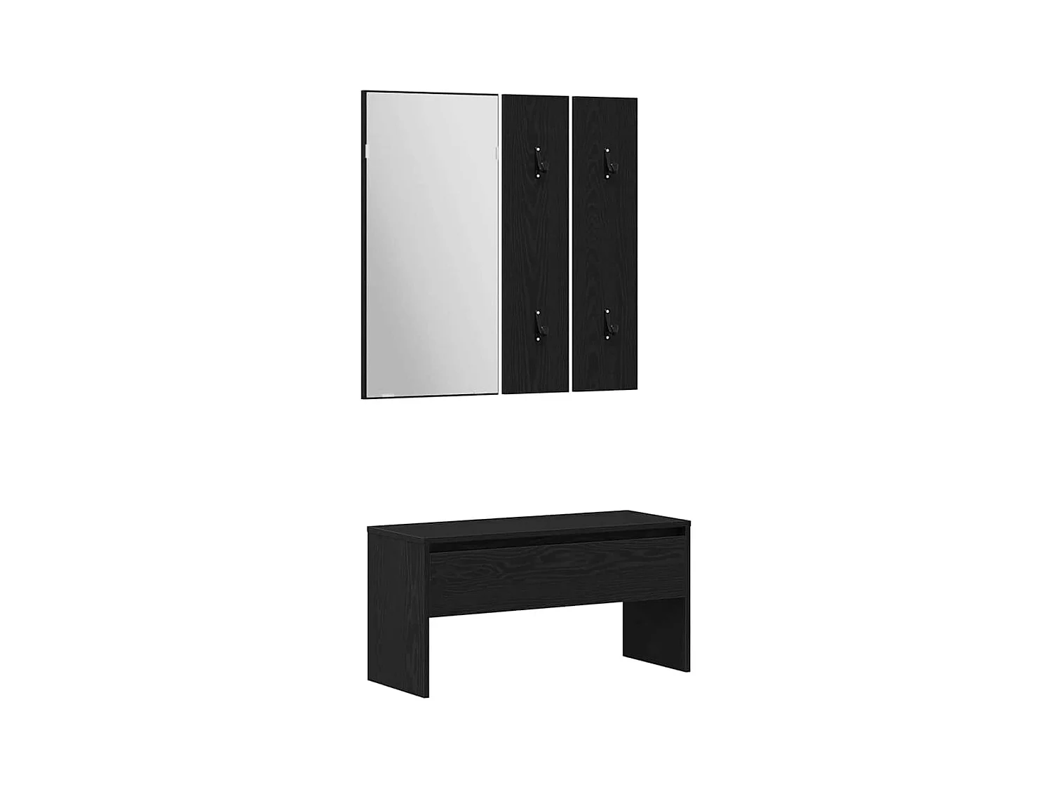 Ensemble de meubles d'entrée 5 pcs Chêne noir, Argent