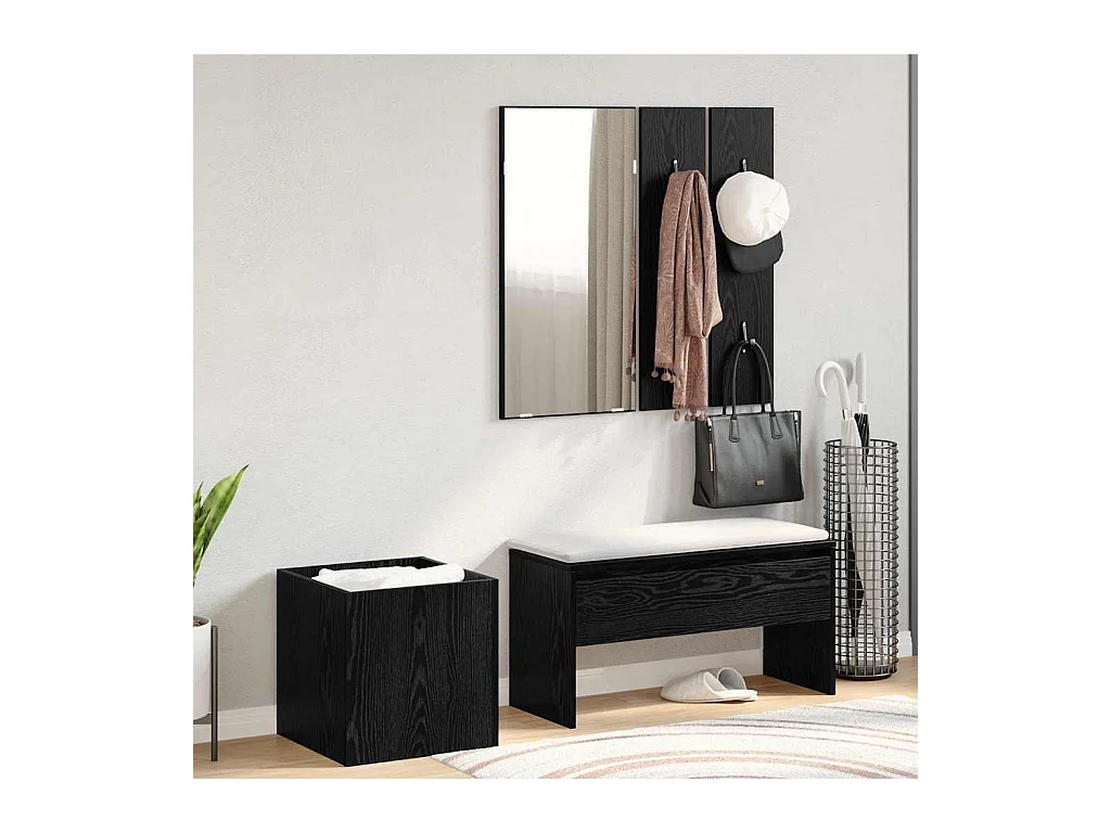 Conjunto de muebles de recibidor de 5 piezas en roble negro y plata