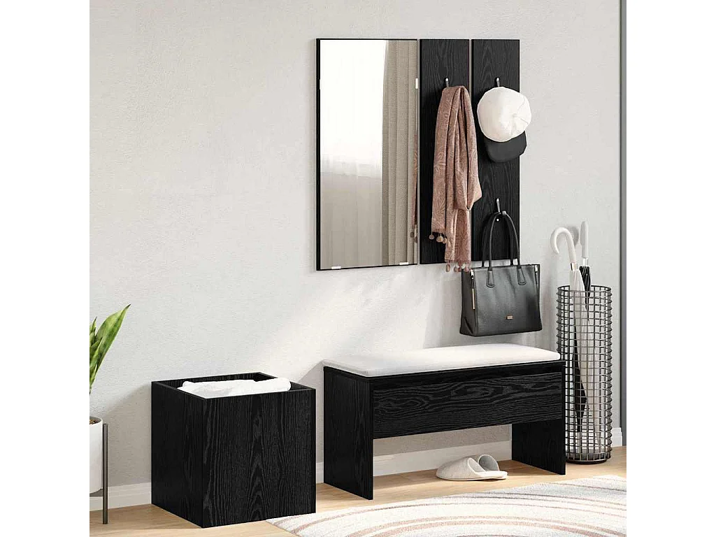 Ensemble de meubles d'entrée 5 pcs Chêne noir, Argent