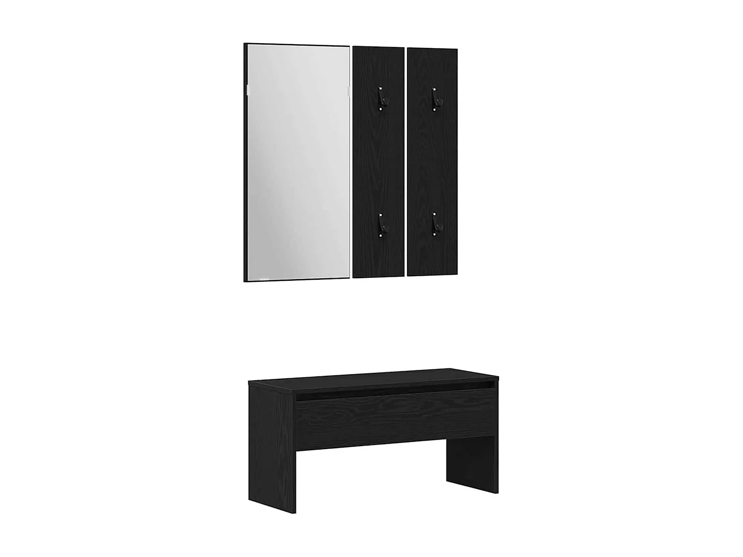 Ensemble de meubles d'entrée 5 pcs Chêne noir, Argent