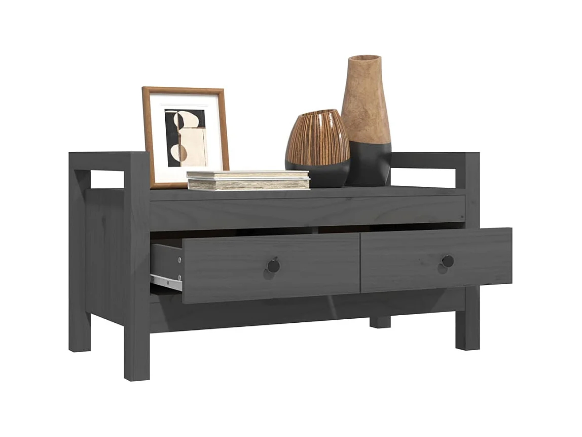 Eingangsbank Grau 80x40x43 cm Massivholz Kiefer