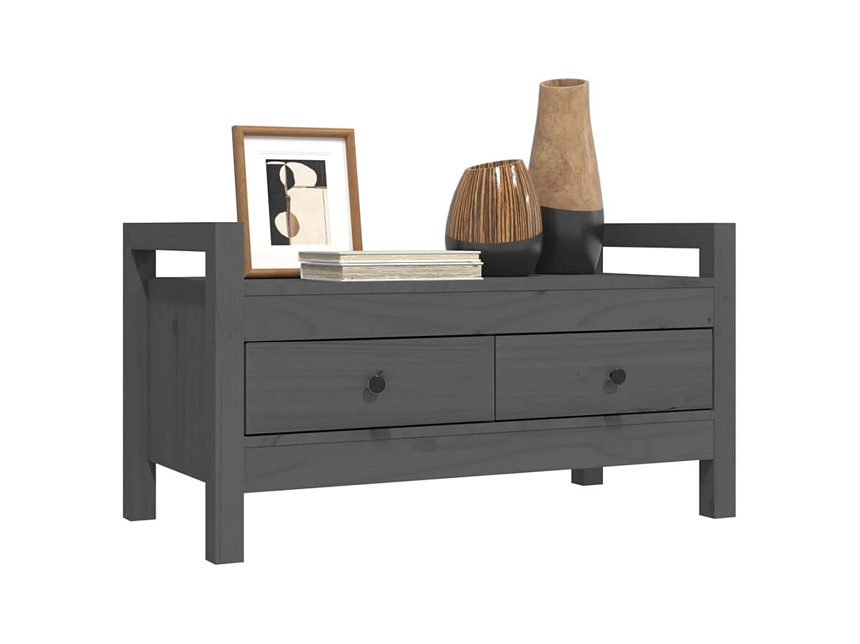 Eingangsbank Grau 80x40x43 cm Massivholz Kiefer