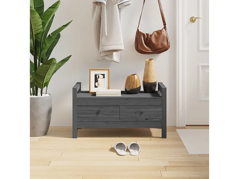 Panca da ingresso Grigio 80x40x43 cm Legno massello di pino