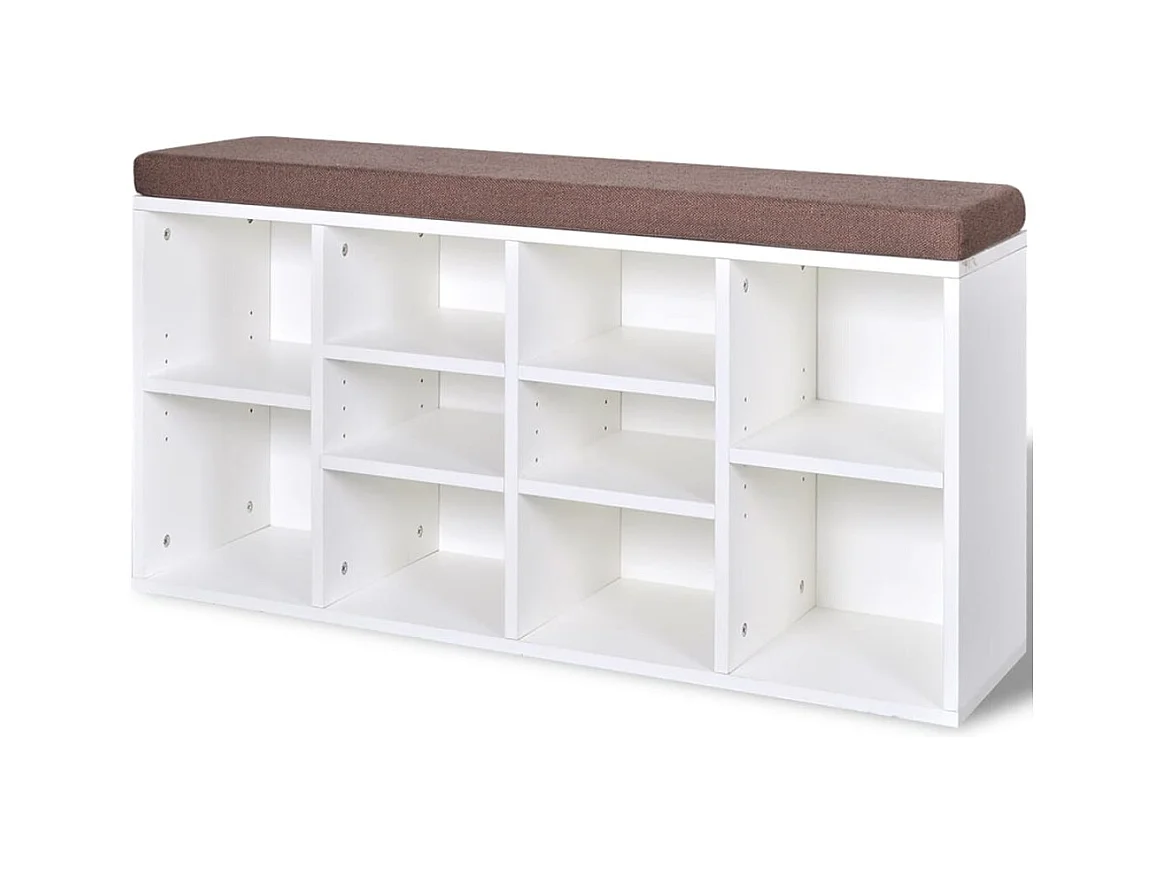 Banc de rangement à chaussures 10 compartiments Blanc