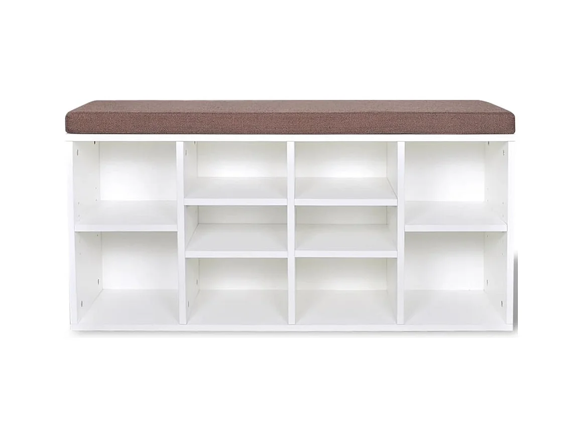 Banc de rangement à chaussures 10 compartiments Blanc
