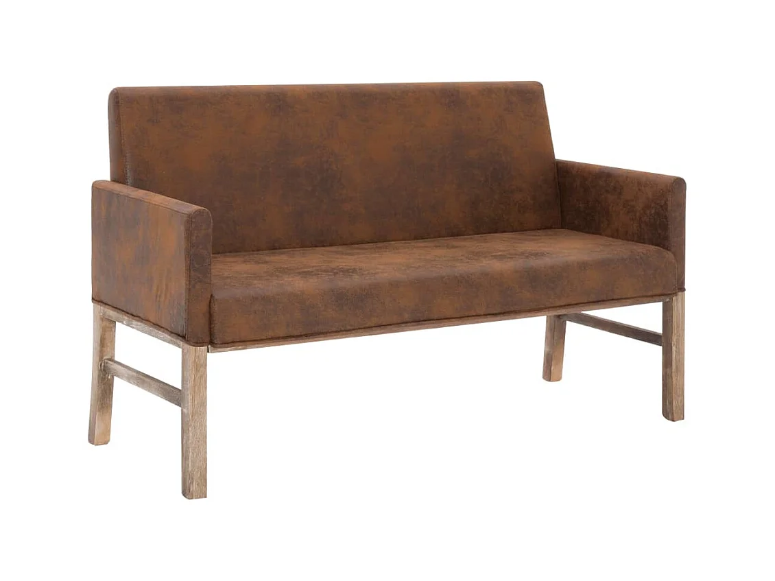 Bank met armleuning 140 cm Bruin Suède kunstleer