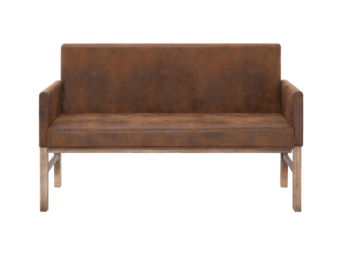 Bank met armleuning 140 cm Bruin Suède kunstleer