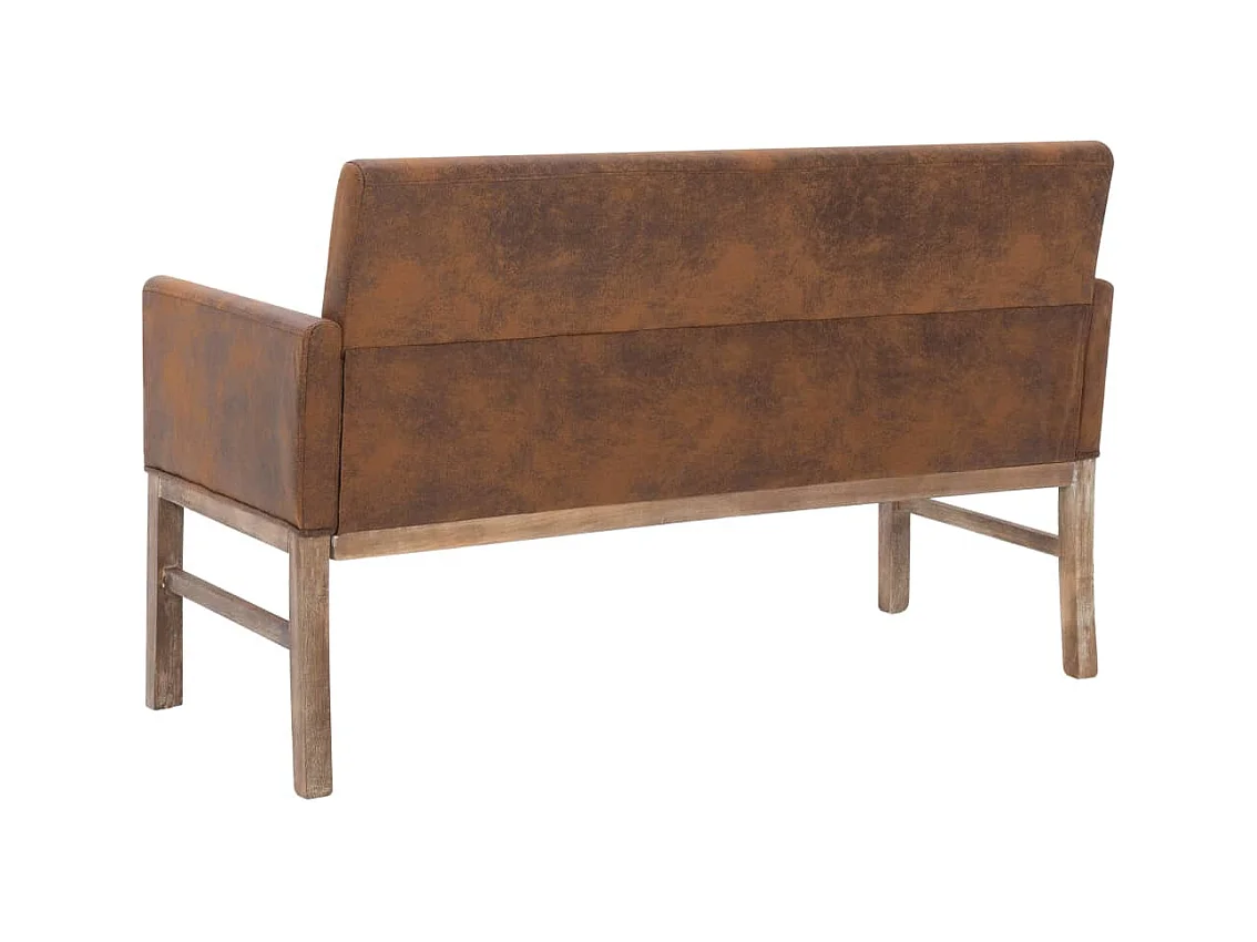 Bank met armleuning 140 cm Bruin Suède kunstleer