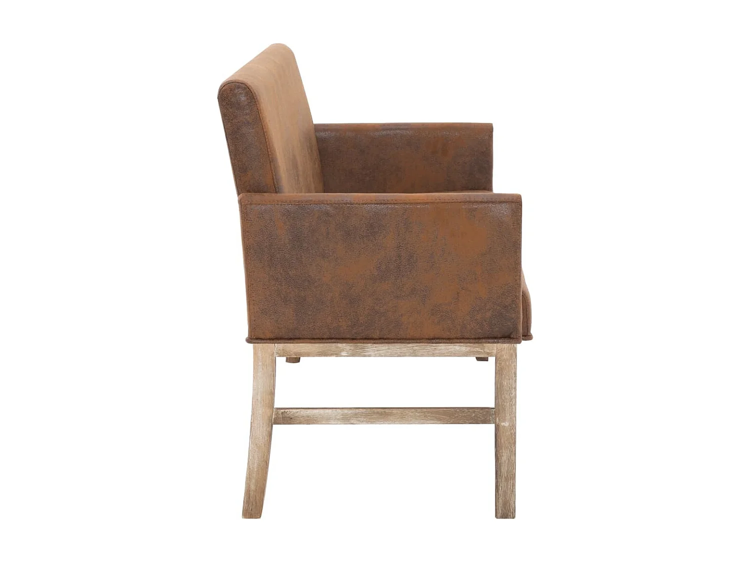 Panca con bracciolo 140 cm Marrone Scamosciato Similpelle