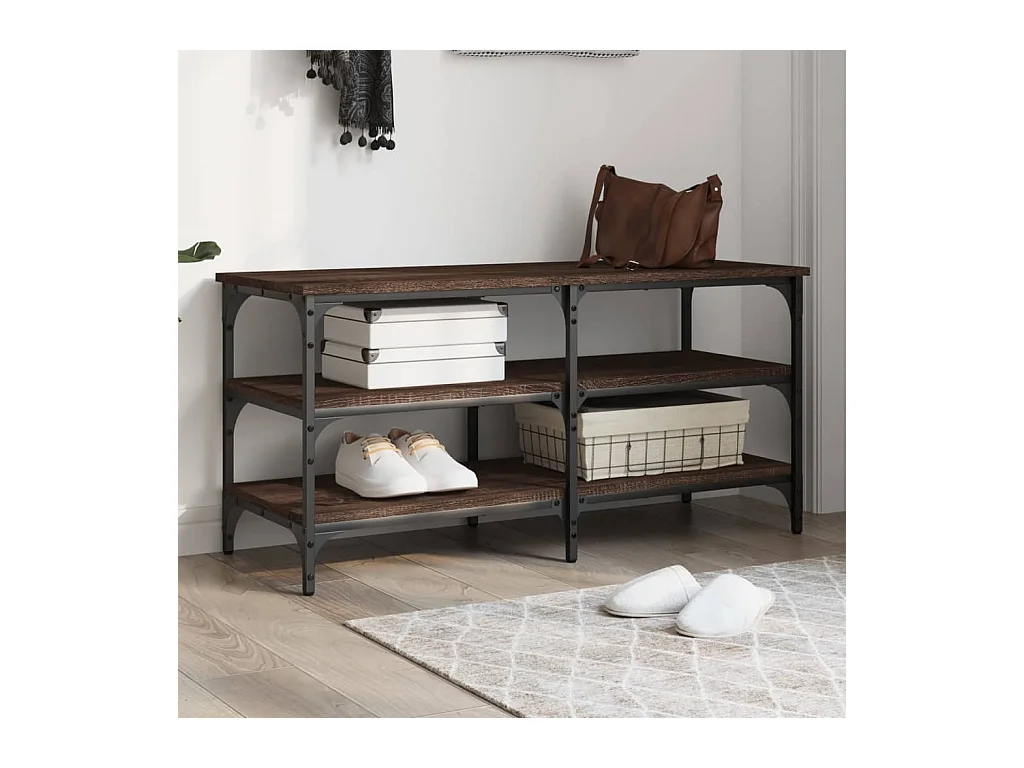 Panca portascarpe rovere marrone 100x38,5x49 cm legno ingegnerizzato