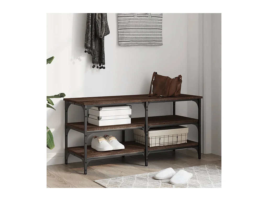 Panca portascarpe rovere marrone 100x38,5x49 cm legno ingegnerizzato