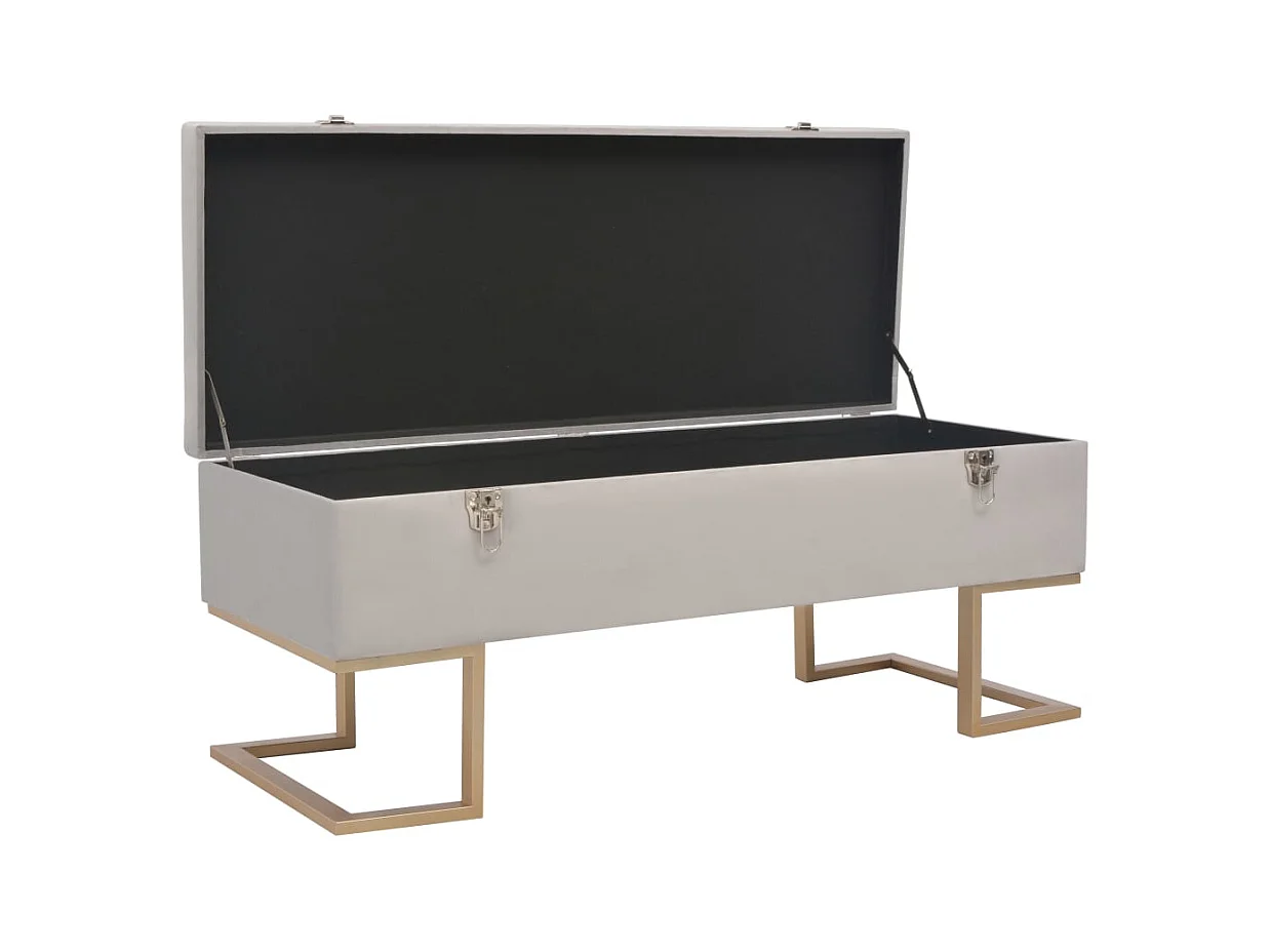 Bank mit Staufach 105 cm Grau Samt