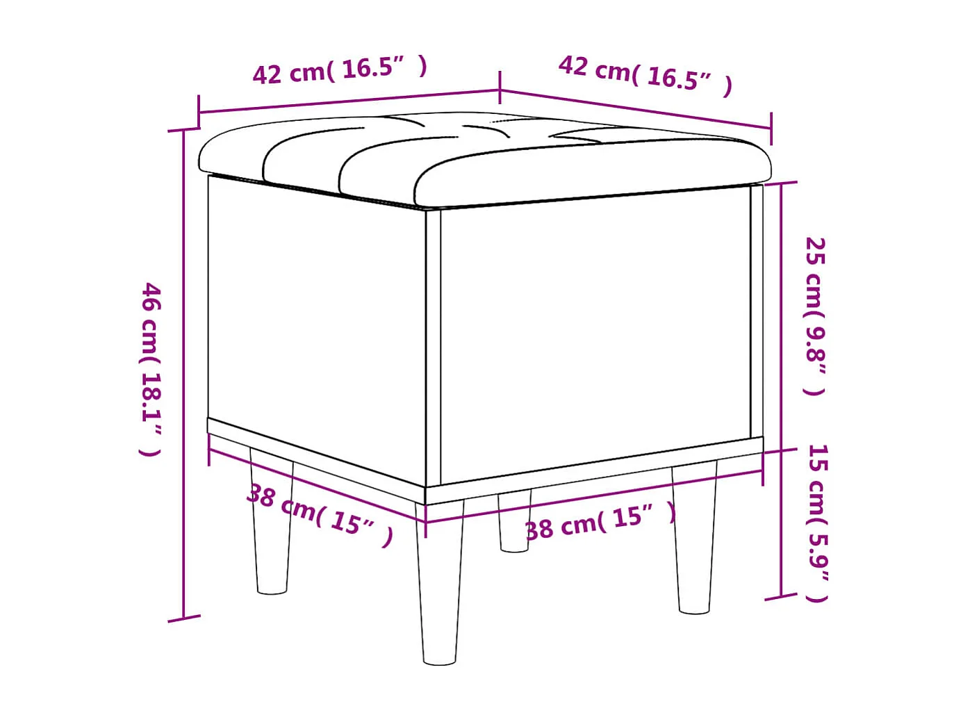 Panca contenitore grigia Sonoma 42x42x46 cm in legno ingegnerizzato