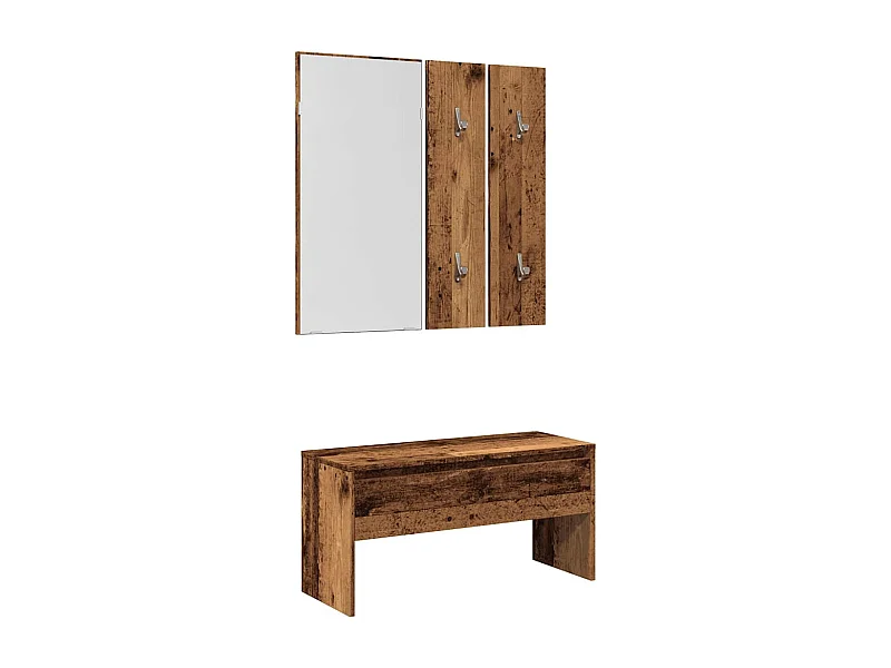 Halmeubelset oud hout bewerkt hout